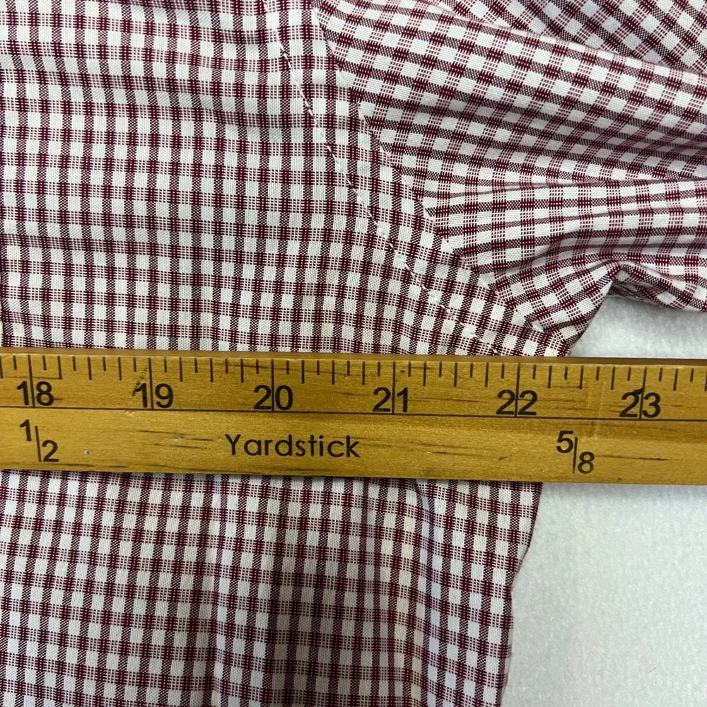 Banana Republic Mens Gingham‎ Check Long Sleeve Button Down Shirt Burgundy XL